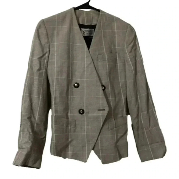 Sterling Cooper Plaid Blazer Size 4P - Picture 1 of 10